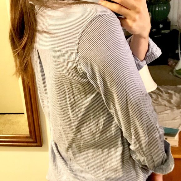 Gap boyfriend fit striped popover shirt - Picture 2 of 8